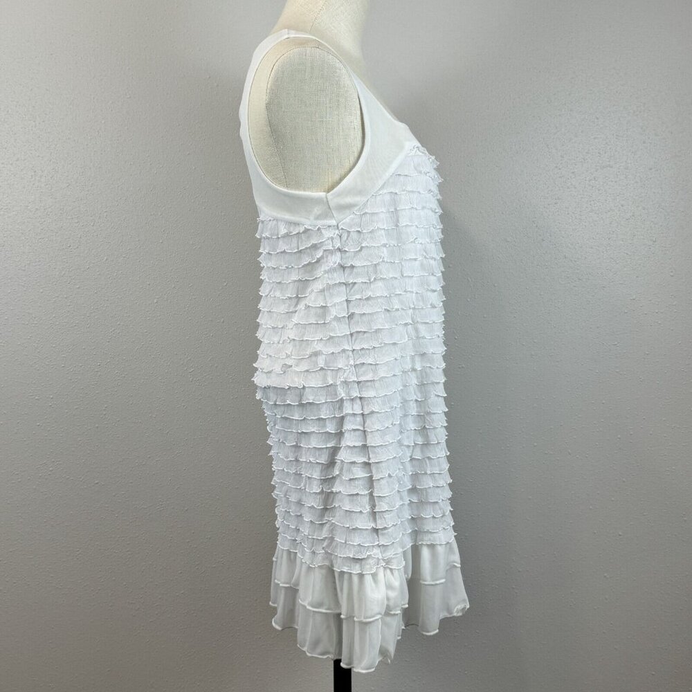 Volume One Sleeveless Mini Dress Womens XL White Ruffled Square Neck Keyhole NWT - Picture 4 of 14